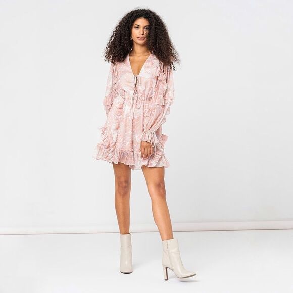 NWT Ted Baker Ted Baker Irvete Soft Ruffle Playsuit Romper in Coral Sz 2 Medium - Picture 1 of 12